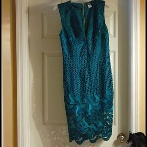 lace teal green dress